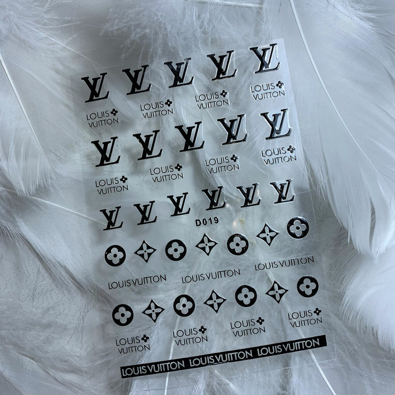 6 Sheets Black White LV Nail Stickers